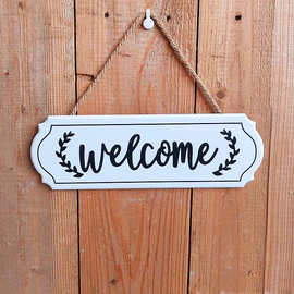 Welcome 北欧简约装饰门牌挂牌创意木质营业中欢迎光临牌门店壁饰