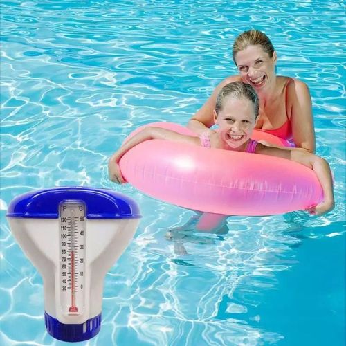 Swimming pool with temperature gauge, floating water pills, floating cups, swimming pool disinfection, automatic dosing device, 5 inches