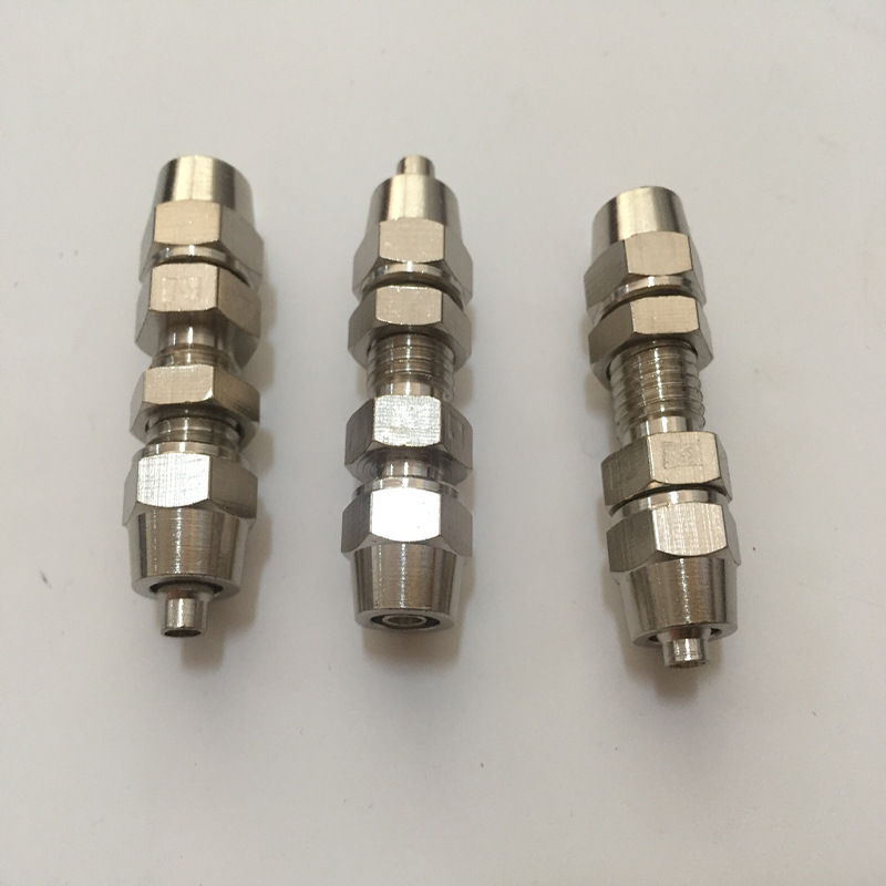 全铜镀镍锁母气管接头快拧串板穿板隔板直通接头PM4/6/8/10/12