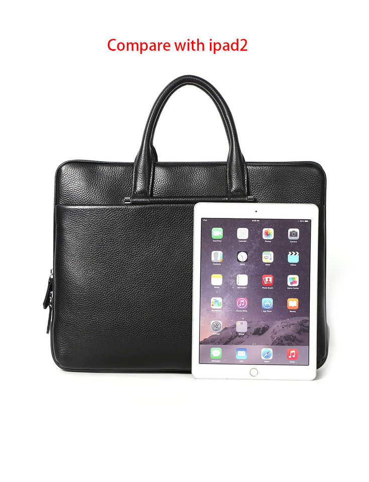 Túi xách nam da bò thật dung tích lớn 38×29×9 cm, túi công sở đeo chéo một vai — Màu đen chi tiết 9