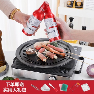 Korean Baking tray circular Barbecue plate household Stainless steel Barbecue plate commercial Roasted network Baking tray Radiant-cooker barbecue