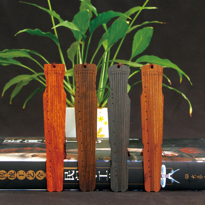 红木书签定制LOGO微营造高档木质古典中国风礼品故宫古琴新款文创