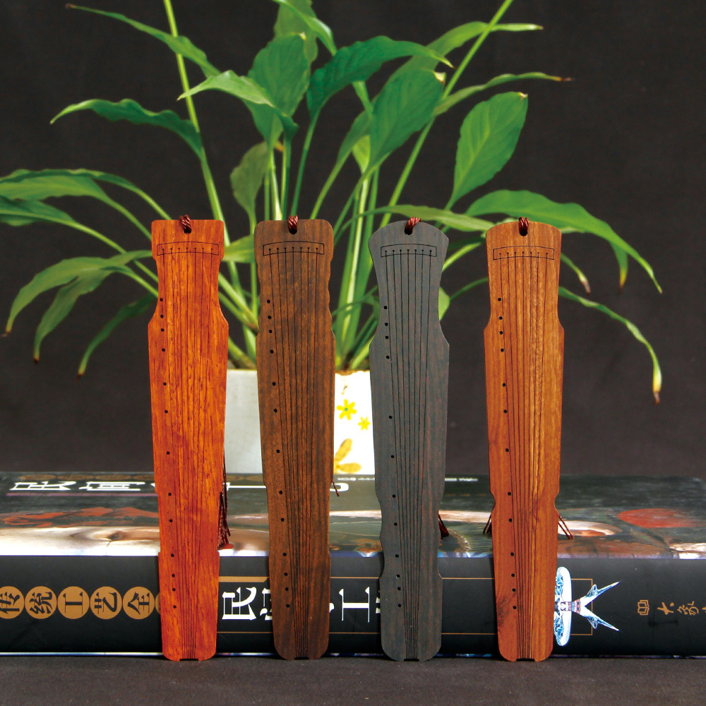 红木书签定制LOGO微营造高档木质古典中国风礼品故宫古琴新款文创