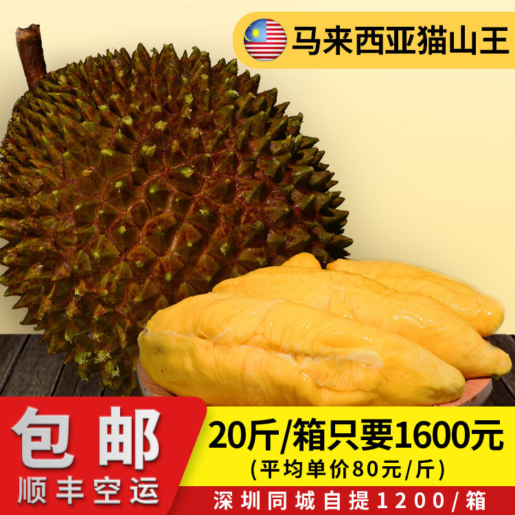 正宗马来西亚彭亨猫山王鲜果榴莲20斤一箱批发一件代发顺丰包邮|ru