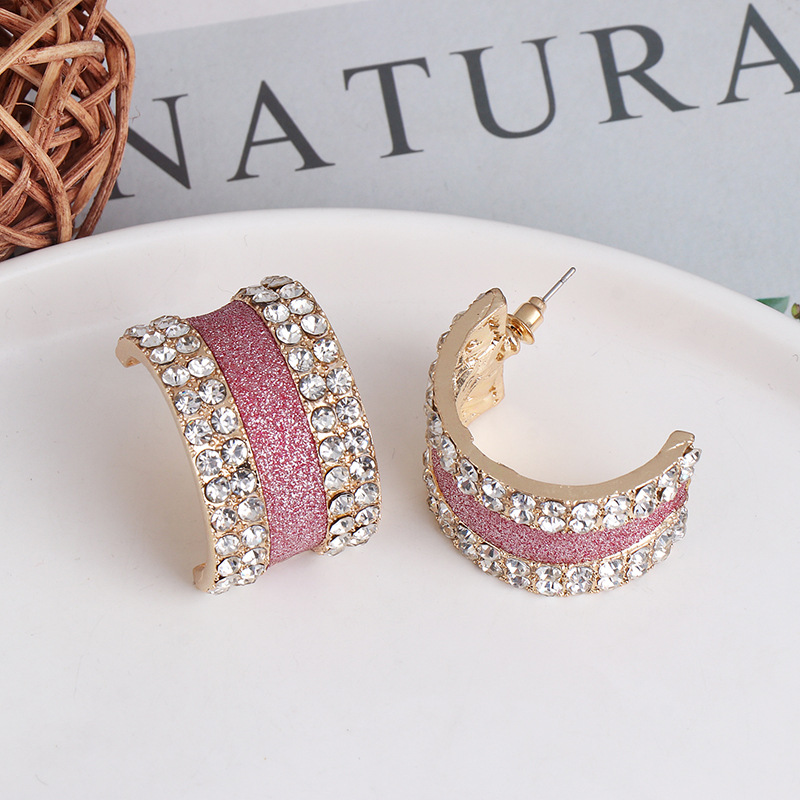 Fashion C Shape Diamond Alloy Acrylic Earrings Ear Studs display picture 5