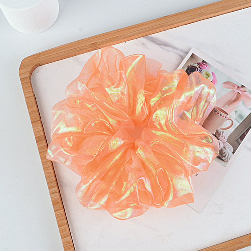 15g Weight Festival Occasion Geometric Pattern Women'S Gender White, Pink, Purple, Green, Yellow Color Korean Bright Silk Organza Hair Scrunchies 6