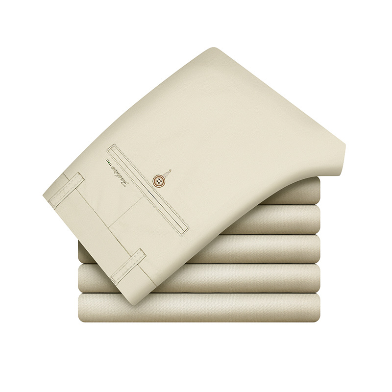 Pantalones casuales elásticos de mediana edad para hombres Tencel drapeado suave antiarrugas pantalones de oficina de calidad pantalones largos rectos de negocios