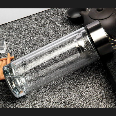 厂家批发水晶杯耐高温隔热双层玻璃杯定制logo广告礼品杯印字水杯