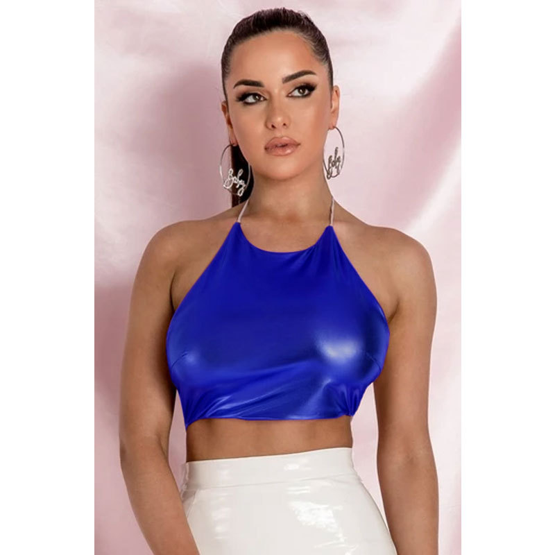 Summer Season Women'S Gender Wholesale Women'S Fashion Solid Color Pink Blue Gold Patchwork Straps Hollow Out Tank Tops