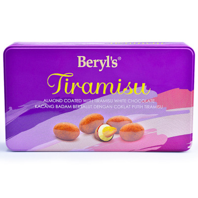 马来西亚进口零食倍乐思Beryl's提拉米苏扁桃仁巧克力100g铁盒