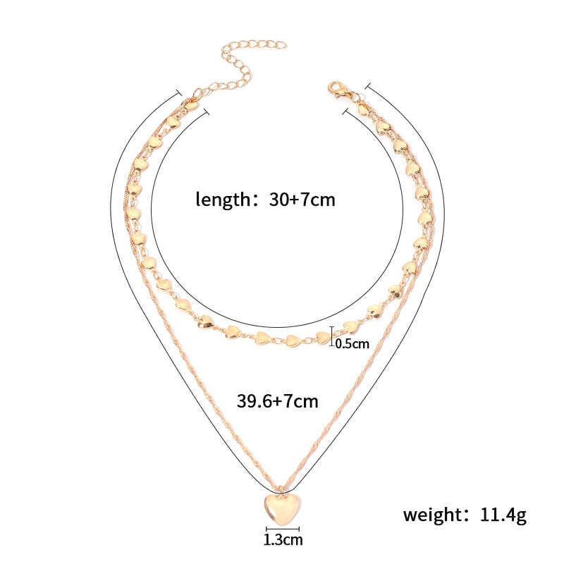 Grenz Überschreitende Neue Produkte Zubehör Koreanische Version Trend Ige Weibliche Liebes Anhänger Halskette Einfache Und Modische Zwei Schicht Ige Liebes Kette Schlüsselbein Halskette display picture 1