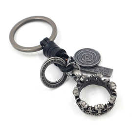 创意锌合金皇冠戒指吊坠钥匙圈 复古钥匙扣装饰挂件 DIY促销礼品