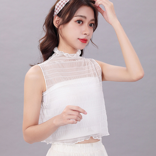 South Korean autumn and winter lace edge pseudo collar shirt collar versatile black and white decorative sweater collar