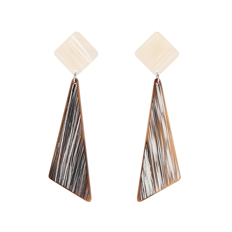 Fashion Creative Geometric Stitching Triangle Acrylic Earrings display picture 2