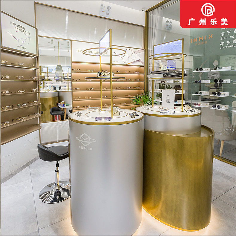 整店定制创意眼镜店展示货柜木质中纤板烤漆陈列货架玻璃展示柜