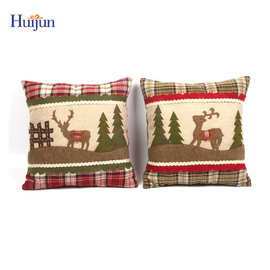 热销圣诞抱枕 纯手工拼布圣诞鹿 家居沙发抱枕靠垫枕套