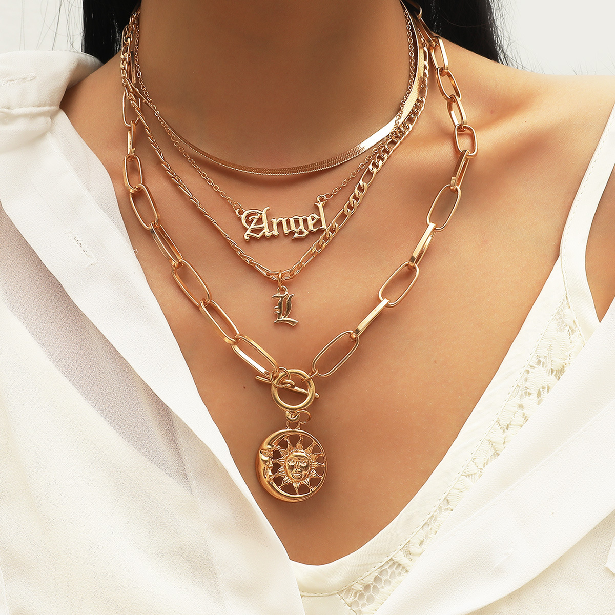 Multi-layer Creative Retro Simple Alloy Hip Hop Necklace display picture 4