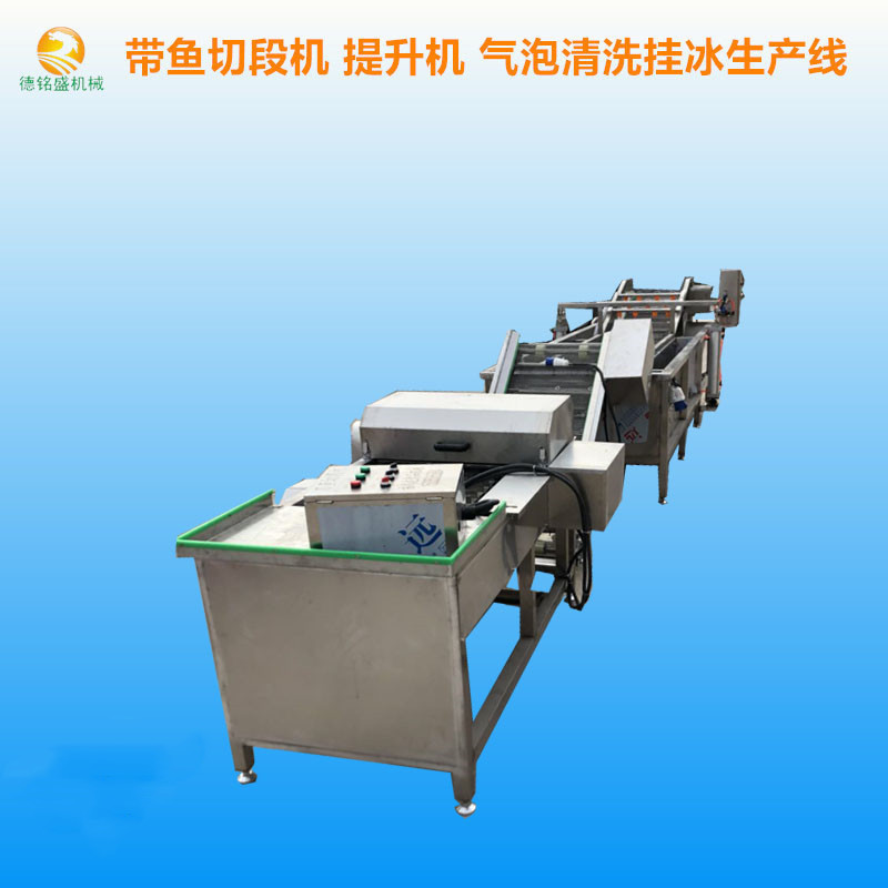 不锈钢带鱼段气泡清洗生产线 切带鱼设备 德铭盛带鱼切段机