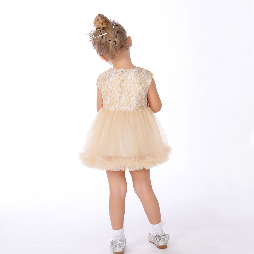 童装连衣裙无袖四叶花女童夏装连衣裙跨境代发棉公主裙 儿童春秋