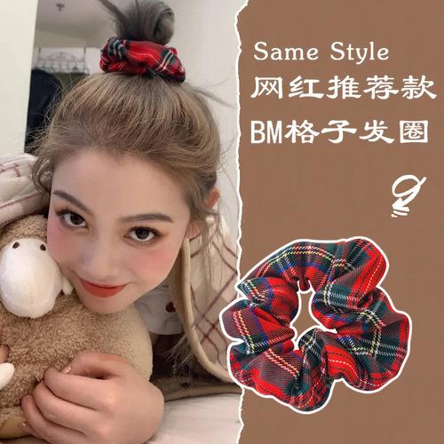 Silk pig intestine hair band women's high-end headband  new style hair flower hair accessories rubber band hair rope headband