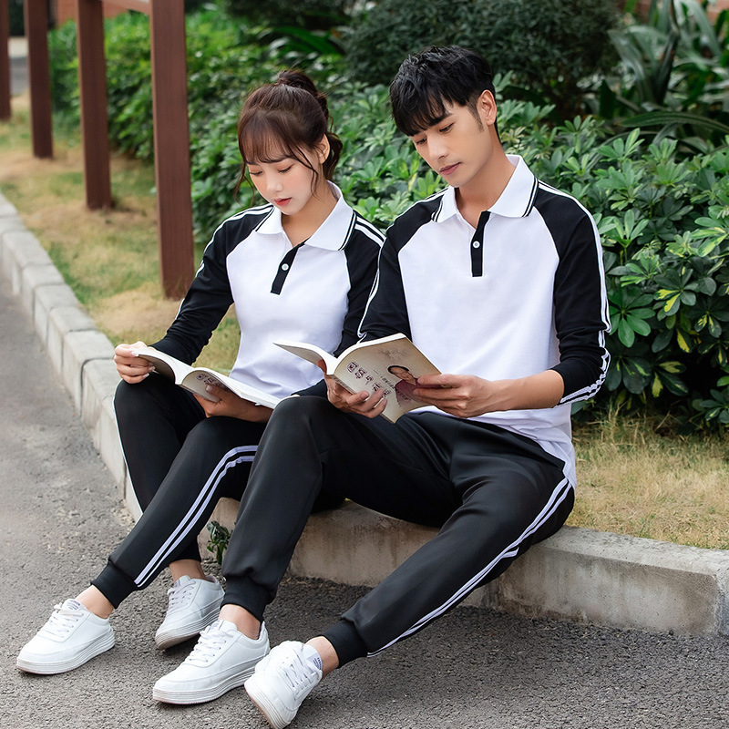 2020 여름 고등학생 유니폼 세트 유니폼 긴 소매 바지 운동복 2 조각 중학교 학생 수업 유니폼