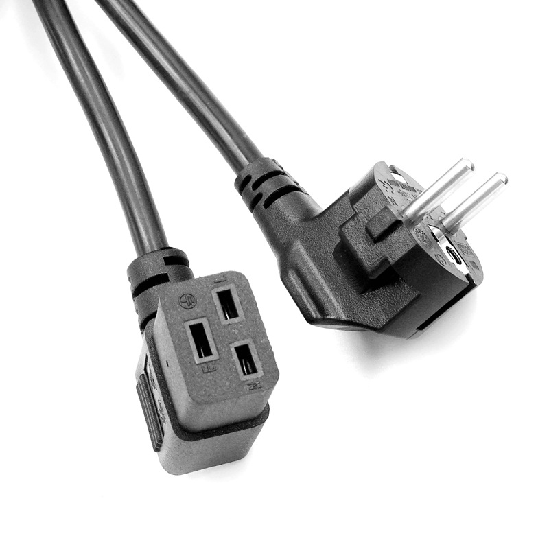 欧式三插16A品字尾直头电源线 三芯欧标弯头C19大功率插头电源线