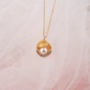 Necklace, small design chain for key bag  from pearl, 18 carat, internet celebrity, trend of season