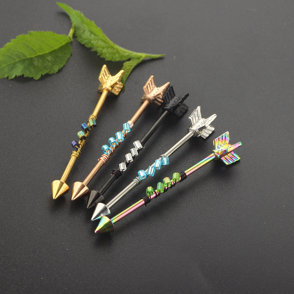 New Arrow Industrial Barbell Ear Piercing Jewelry Stainless Steel Geometric Body Jewelry for Cartilage Helix Tragus detail image 8