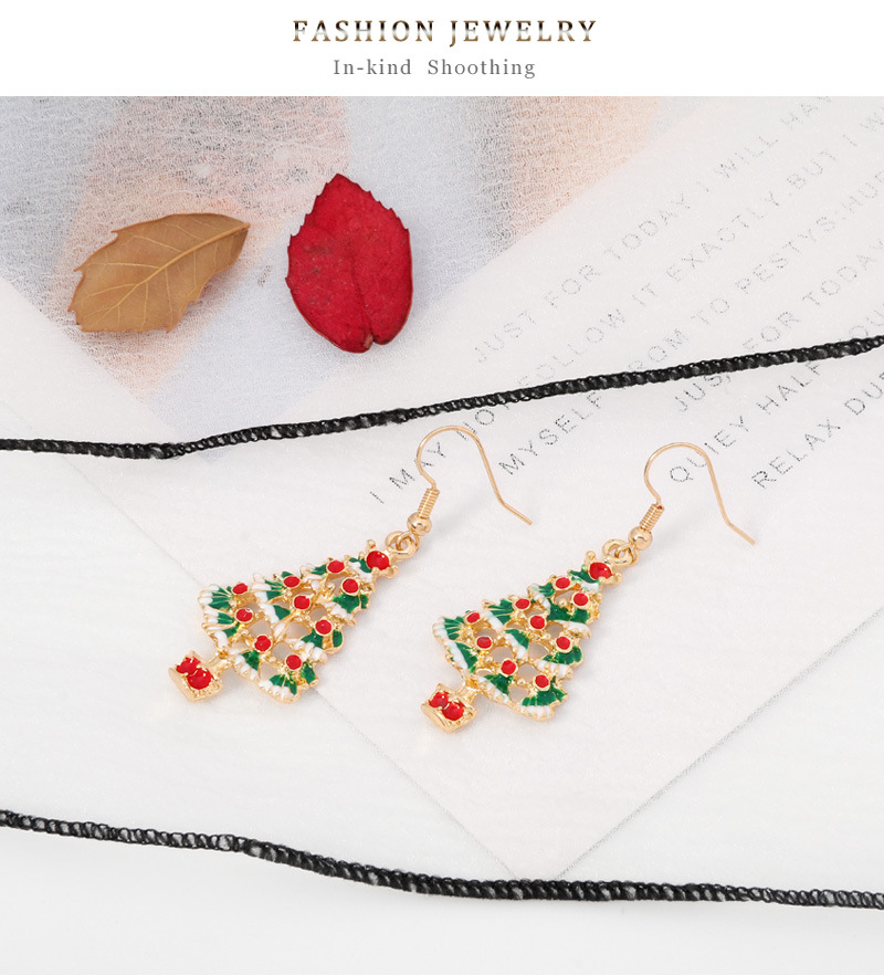 Christmas Series Fashion Alloy Dripping Christmas Tree Earrings Wholesale display picture 6