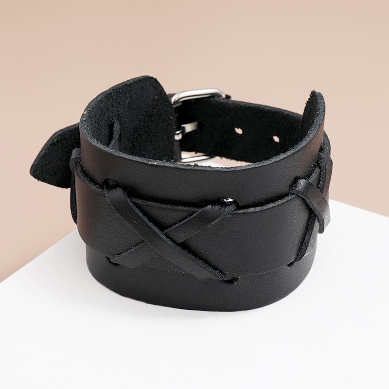 new menu0027s retro cowhide  locomotive riding wide leather bracelet
