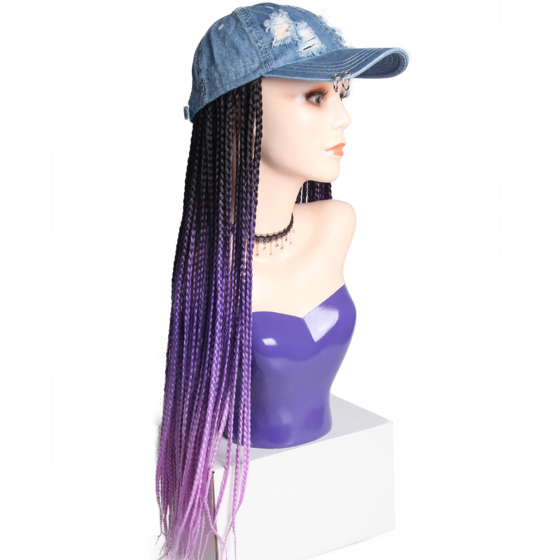 Hat Headgear Duck Tongue Hat wig One-piece Color Three-strand Braid Denim Baseball Cap wig Braid Headgear