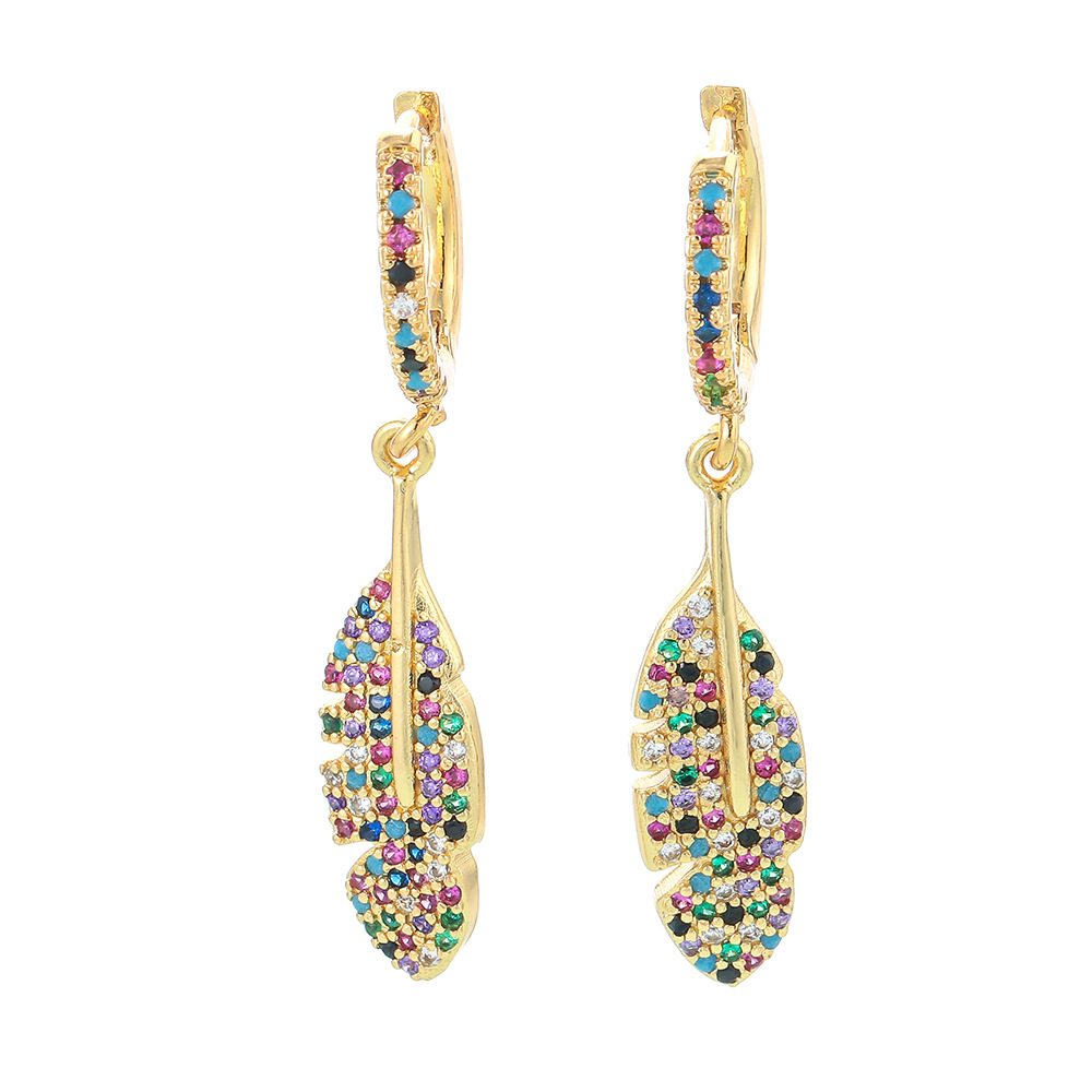 4g Weight Earrings Classification Fashion Colorful Zircon Big Maple Leaf Long Earrings