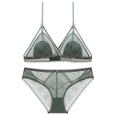 1958 new pattern Wireless Lace Thin section girl Bras suit French sexy Triangle Cup Underwear Bra