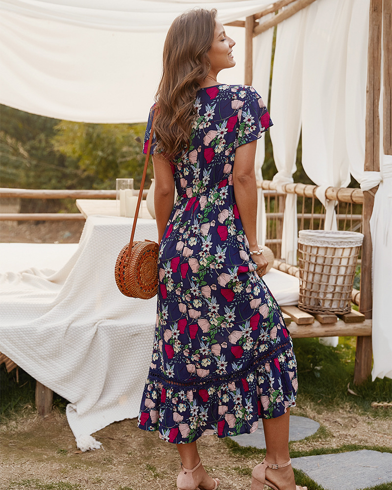 vestido estampado de verano para mujer de moda al por mayor NSKA1033