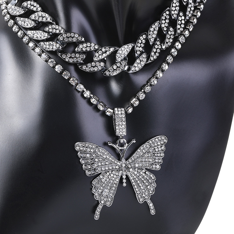 Hip-hop Exaggerated Butterfly Alloy Plating Inlay Rhinestones Women's Sweater Chain display picture 4