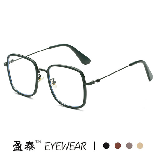 G's new large square frame anti-blue light glasses, fashionable frosted trendy plain mirrors, internet celebrity myopia glasses frames