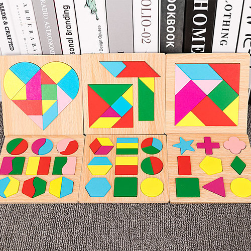 Children's early education benefits intelligence puzzle geometric shape blocks versatile fun tangram for toddlers and elementary school students 3-6 years old