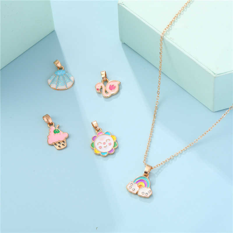 Cute Rainbow Alloy Enamel Girl's Pendant Necklace display picture 2
