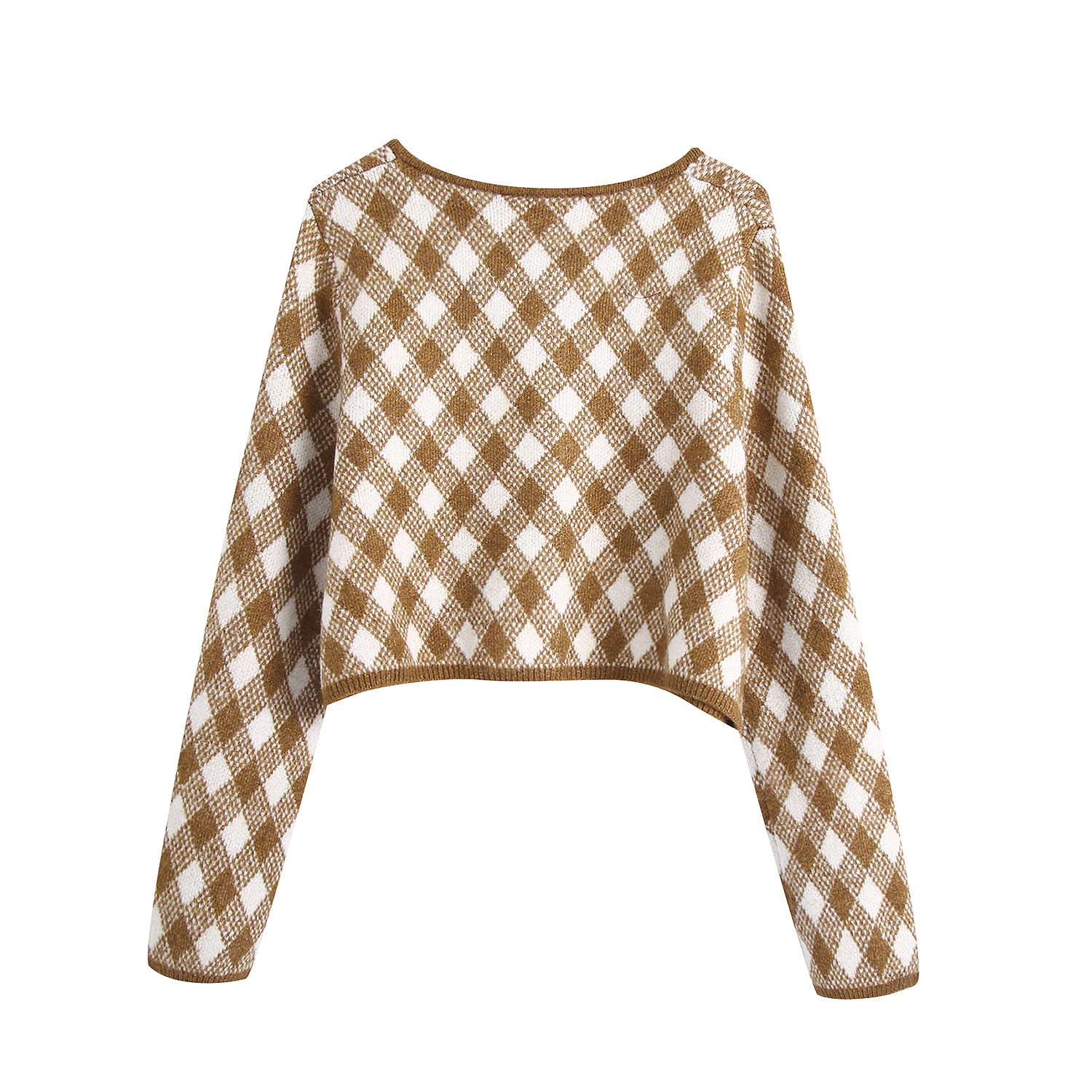 wholesale autumn diamond pattern women's knitted cardigan jacket NSAM3142