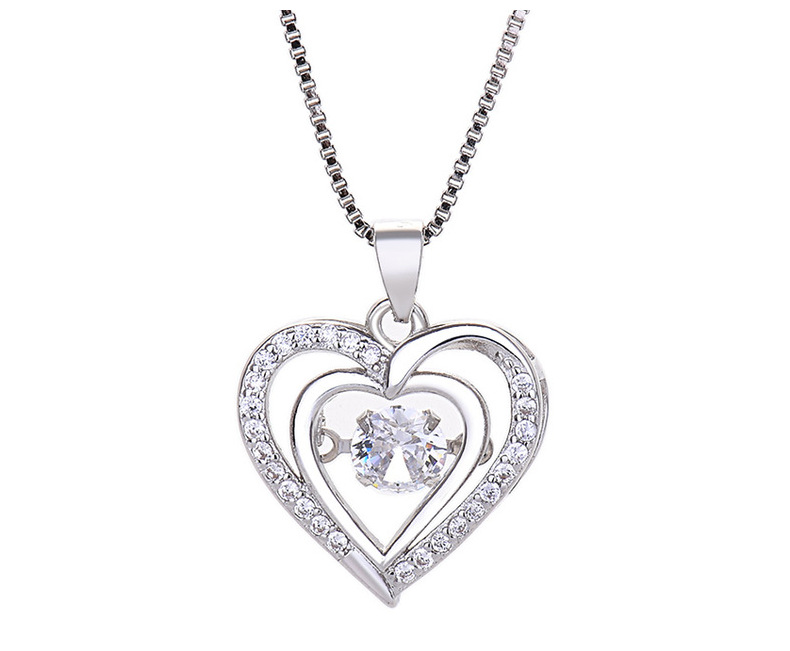 Lady Heart Shape Copper Plating Inlay Zircon Pendant Necklace 1 Piece display picture 5