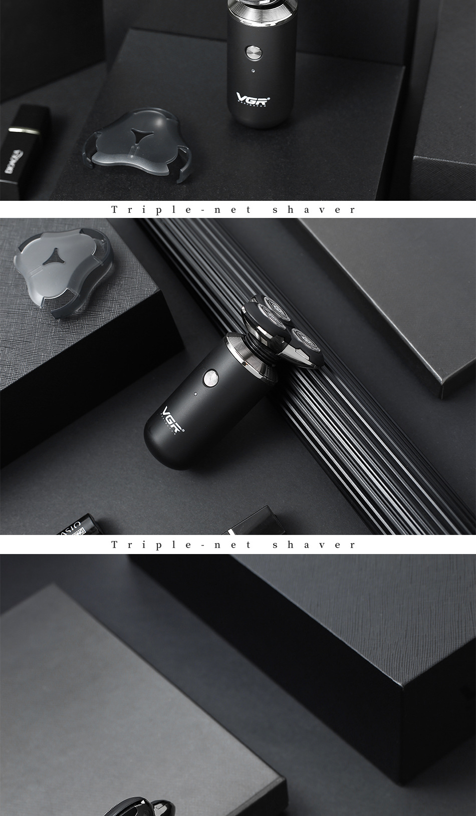 Electric Shaver For Men Usb Rechargeable Waterproof Three Head_voghion.com