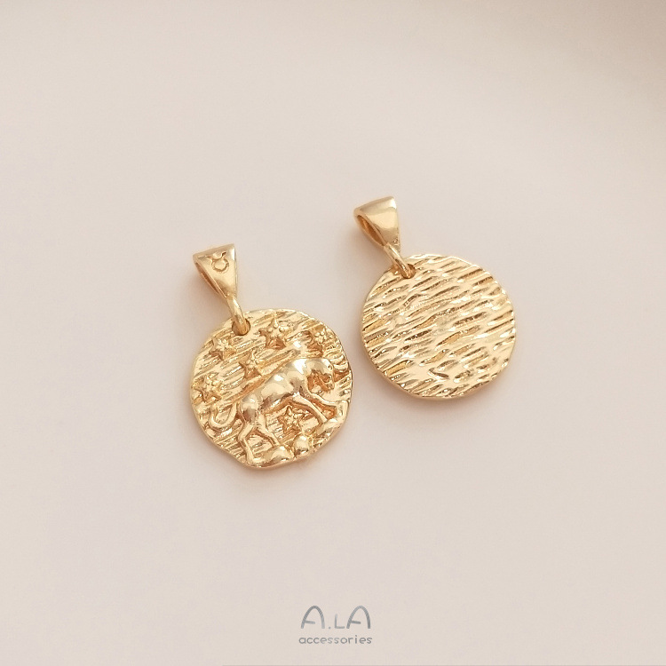 7g Weight Pendant Jewelry Making Type Diameter 13mm Jewelry Making Size 14K Gold Plated Plating Material DIY Jewelry Accessories Classification 1 Piece Quantity Copper Material Constellation Pattern Simple Style Style 1 Piece Diameter 13mm Copper 14K Gold Plated Constellation Pendant 3