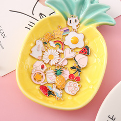 DIY飾品配件卡通草莓菠蘿手鍊配飾韓版小雛菊掛件耳環材料吊墜