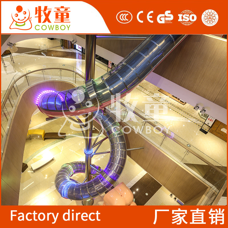 Diapositiva transparente de acero inoxidable para interiores y exteriores Diapositiva espiral de acero inoxidable al aire libre Diapositiva de acero inoxidable grande al aire libre