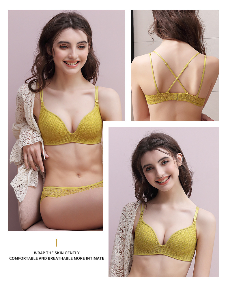 Seamless Non-Wire Rim Gathered Glossy Bra NSWM20510