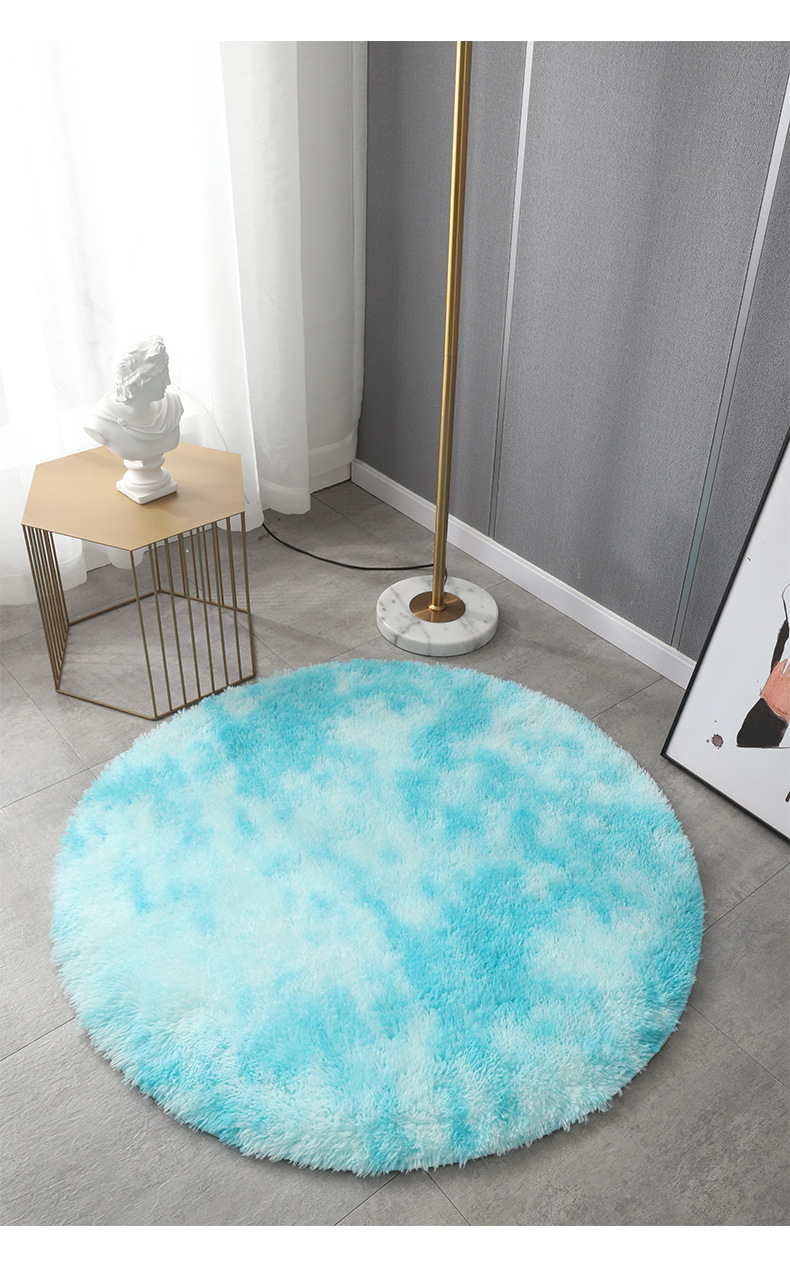 渐变丝毛地毯,扎染地毯,客厅门垫,卧室地毯,圆形地毯,长毛垫