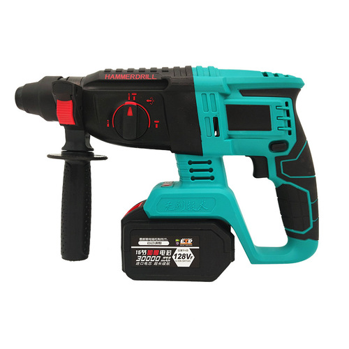 Industrial Grade Brushless Rechargeable Lithium Electric Hammer Impact Drill Electric Hammer Electric Pickaxe Drill Three Functions Continuously Variable Speed ​​Electric Hammer