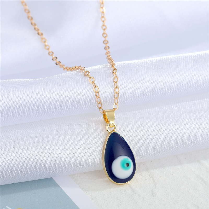 Bohemian Retro Trendy Dripping Water Drop Lucky Devils Eye Pendant Necklace Clavicle Chain Female CrossBorder Sold Jewelrypicture4