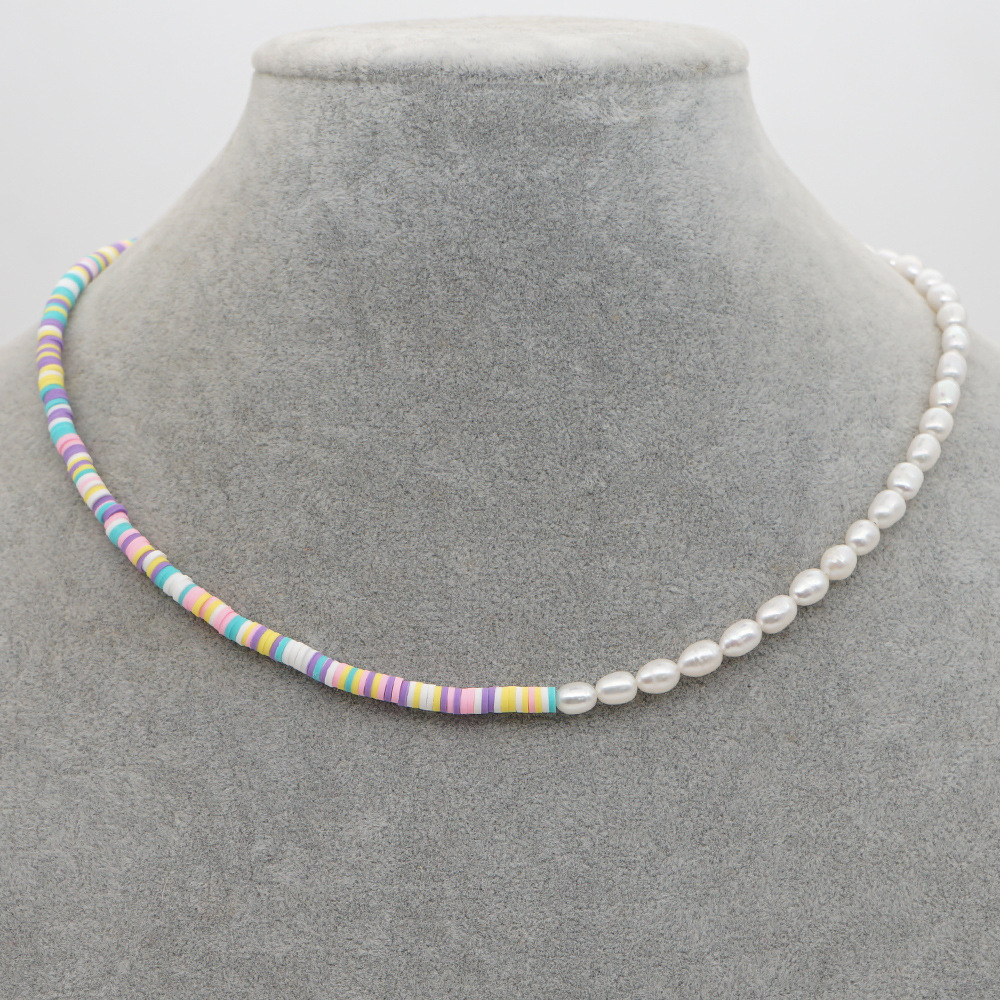 Baroque Natural Pearl Bohemian Short Necklace Handmade 4mm Colorful Clay Necklace Jewelry Wholesale Nihaojewelry display picture 9