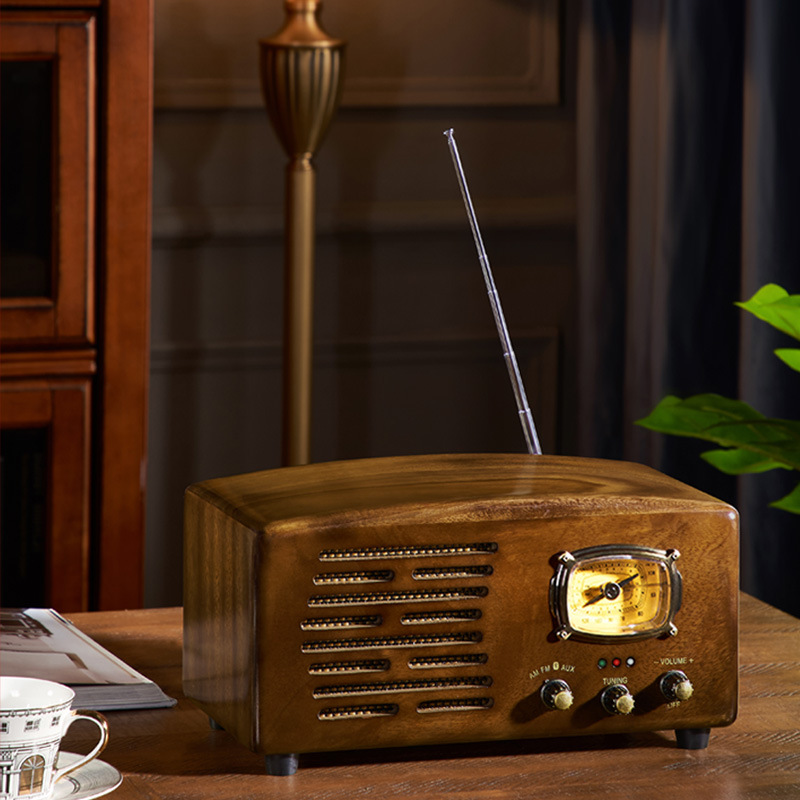 Knorr Walnut radio Retro radio wooden  loudspeaker box USB Interface TF multi-function gift